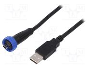 Cable; USB Buccaneer; USB A plug,USB B mini plug; IP68; 4.5m BULGIN