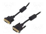 Cable; DVI-D (24+1) socket,DVI-D (24+1) plug; PVC; Len: 5m; black LOGILINK