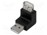 Adapter; USB 2.0; USB A socket (angle),USB A plug; black LOGILINK