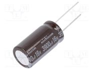 Capacitor: electrolytic; low ESR; THT; 3900uF; 16VDC; Ø16x30.5mm NICHICON