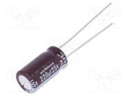 Capacitor: electrolytic; low ESR; THT; 220uF; 25VDC; Ø8x15mm; ±20% NICHICON