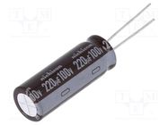 Capacitor: electrolytic; low ESR; THT; 220uF; 100VDC; Ø12.5x35.5mm NICHICON