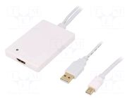 Adapter; HDMI socket,mini DisplayPort plug,USB A plug; white LOGILINK