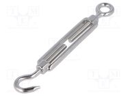 Turnbuckle; acid resistant steel A4; for rope; hook/eye; Ø: 10mm KRAFTBERG