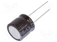 Capacitor: electrolytic; low ESR; THT; 2200uF; 6.3VDC; Ø16x15mm NICHICON