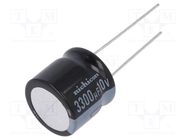 Capacitor: electrolytic; THT; 3300uF; 10VDC; Ø16x15mm; Pitch: 7.5mm NICHICON