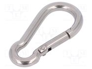 Carabiner; acid resistant steel A4; for rope; L: 40mm; 4mm 