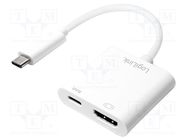 Adapter; Power Delivery (PD),USB 3.0; 140mm; white; white LOGILINK