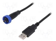 Cable; USB Buccaneer; USB A plug,USB B mini plug; 3m; IP68 BULGIN