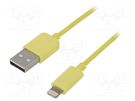 Cable; USB 2.0; Apple Lightning plug,USB A plug; 1m; yellow LOGILINK