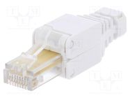 RJ45; plug; PIN: 8; Cat: 5e; with strain relief; Layout: 8p8c; white LOGILINK