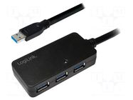 Repeater USB; USB 3.0; USB A socket x4,USB A plug; 10m LOGILINK