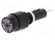 Fuse holder; 6.3x30mm,6.3x32mm; 10A; on panel; black; 250VAC SCI