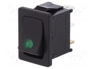 ROCKER; SPST; Pos: 2; ON-OFF; 16A/12VDC; black; IP40; LED,point; 12V SCI
