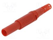 Plug; 4mm banana; 32A; 1kVDC; red; insulated; Max.wire diam: 4mm SCHÜTZINGER