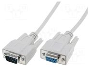 Cable; D-Sub 9pin socket,D-Sub 9pin plug; 5m; grey DIGITUS