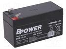 Re-battery: acid-lead; 12V; 1.3Ah; AGM; maintenance-free; 0.6kg BPOWER