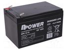 Re-battery: acid-lead; 12V; 12Ah; AGM; maintenance-free; 3.8kg; BPE BPOWER