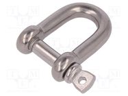 Dee shackle; acid resistant steel A4; for rope; 6mm 