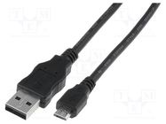 Cable; USB 2.0; USB A plug,USB B micro plug; nickel plated; 1m DIGITUS