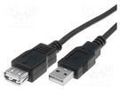 Cable; USB 2.0; USB A socket,USB A plug; nickel plated; 1.8m DIGITUS