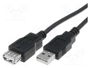 Cable; USB 2.0; USB A socket,USB A plug; nickel plated; 5m; black DIGITUS