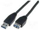 Cable; USB 3.0; USB A socket,USB A plug; nickel plated; 1.8m DIGITUS