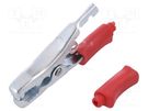 Crocodile clip; 40A; Grip capac: max.15mm; Overall len: 80mm; red 