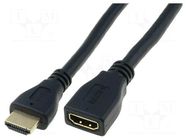 Cable; HDMI socket,HDMI plug; 3m; black; HDMI 1.4 DIGITUS