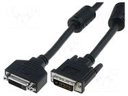 Cable; DVI-D (24+1) socket,DVI-D (24+1) plug; PE; 5m; black DIGITUS