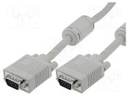 Cable; D-Sub 15pin HD plug,both sides; grey; 10m DIGITUS