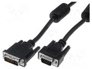 Cable; D-Sub 15pin HD plug,DVI-I (24+5) plug; 2m; black DIGITUS