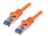 Patch cord; S/FTP; 6a; stranded; Cu; LSZH; orange; 1.5m; 27AWG LOGILINK