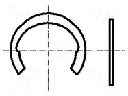 Circlip; spring steel; Shaft dia: 10mm; BN 831; Ring: external BOSSARD