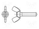 Screw; M4x40; 0.7; Head: wing; steel; zinc; DIN 316; 40mm BOSSARD