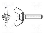Screw; M10x35; 1.5; Head: wing; steel; zinc; DIN 316; 35mm BOSSARD