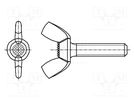 Screw; M4x8; 0.7; Head: wing; steel; zinc; DIN 316; 8mm BOSSARD