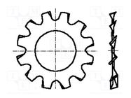 Washer; externally serrated; M10; D=18mm; h=0.9mm; spring steel BOSSARD