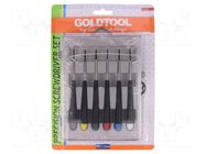 Kit: screwdrivers; bag; precision; Phillips,slot; 6pcs. GOLDTOOL