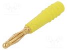 Plug; 2mm banana; 10A; 30VAC; 60VDC; yellow; gold-plated; 0.5mm2 STÄUBLI