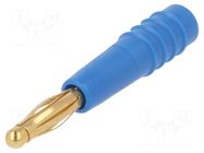 Connector: 2mm banana; plug; 10A; 30VAC; 60VDC; blue; gold-plated STÄUBLI