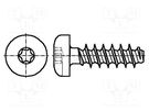 Screw; for plastic; 3x8; Head: cheese head; Torx® PLUS; 10IP; steel BOSSARD