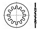 Washer; internally serrated; M2; D=4.5mm; h=0.3mm; spring steel BOSSARD