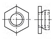 Nut; hexagonal; M4; A1 stainless steel; 7.9mm; BN 642; push-on BOSSARD