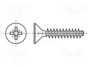 Screw; for plastic; 2.2x8; Head: countersunk; Pozidriv; PZ1; steel BOSSARD