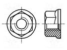 Nut; with flange; hexagonal; M6; 1; steel; Plating: zinc; 10mm BOSSARD