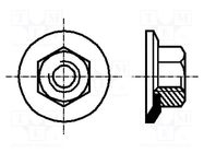 Nut; with flange; hexagonal; M6; steel; Plating: zinc; 10mm; BN 712 BOSSARD