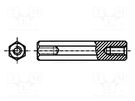 Screwed spacer sleeve; 35mm; Int.thread: M8; hexagonal; brass DREMEC