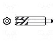 Screwed spacer sleeve; 12mm; Int.thread: M4; Ext.thread: M4; steel BOSSARD