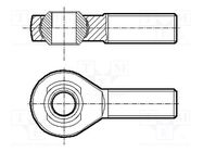 Ball joint; 12mm; M12; 1.75; right hand thread,outside; steel BOSSARD